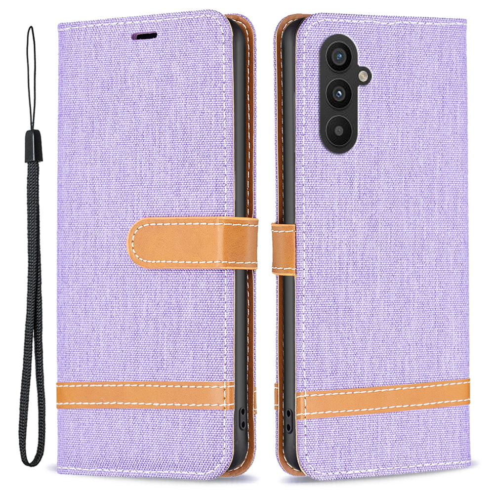 Til Samsung Galaxy A24 4G splejsning PU læder telefoncover Jeans Stof telefonetui med stativ tegnebog Til Samsung Galaxy A24 4G splejsning PU læder telefoncover Jeans Stof telefonetui med stativ tegnebog